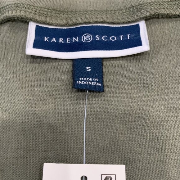 Karen Scott Scoop-Neck Cotton Tank Top Olive Sprig Green Small - Picture 4 of 4